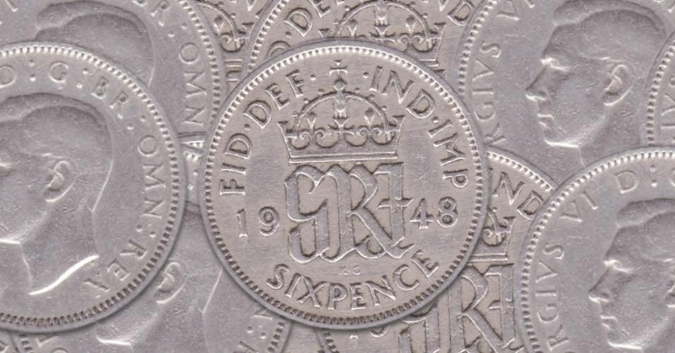 Manchetknopen gemaakt van Engelse Six Pence munten