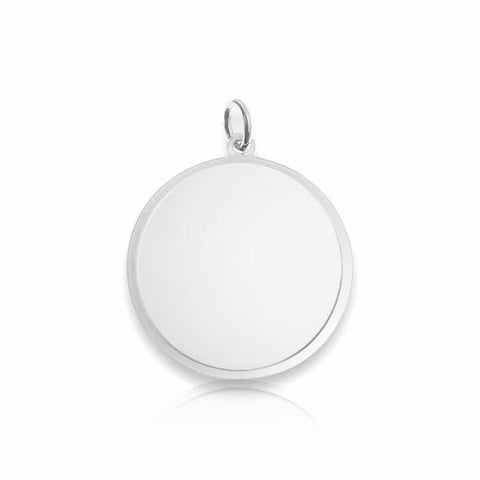 Graveerhanger Rond glans 20 mm 925/1000 Zilver - inclusief lettergravure