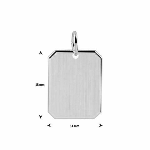 Graveerhanger Achthoek mat 18 x 14 mm 925/1000 Zilver - inclusief lettergravure