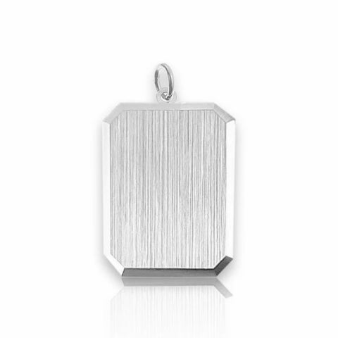 Graveerhanger Rechthoek mat gediamanteerd 18 x 14 mm 925/1000 Zilver - inclusief lettergravure