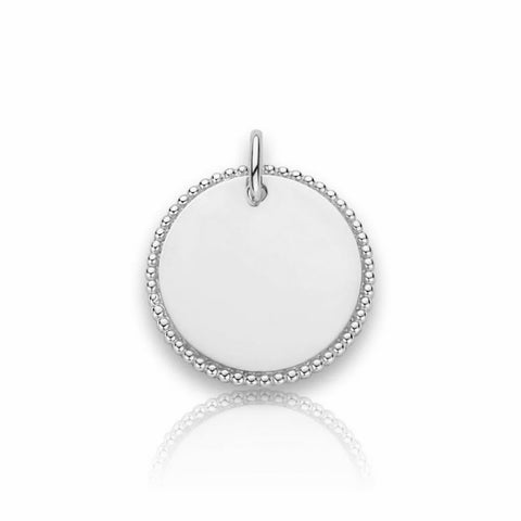 Graveerhanger Rond glans bolletjes 14 mm 925/100 Zilver - inclusief lettergravure