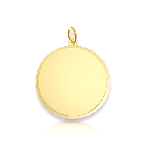 Graveerhanger 24 mm Rond van Gematteerd 14K Geelgoud - inclusief lettergravure