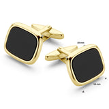 14 Karaat Geelgouden Manchetknopen - Rechthoek met Onyx - Formaat 16 x 14 mm