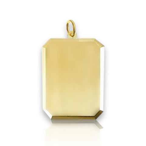 Graveerhanger Achthoek glans gediamanteerd 23 x 18 mm 14K Geelgoud - inclusief lettergravure