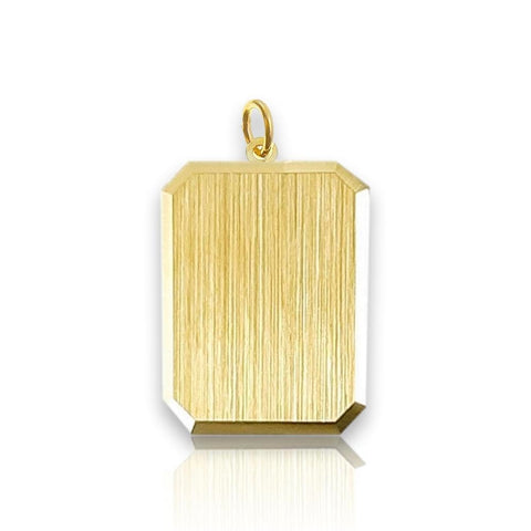 Graveerhanger Rechthoek mat gediamanteerd 18 x 14 mm 14K Geelgoud - inclusief lettergravure