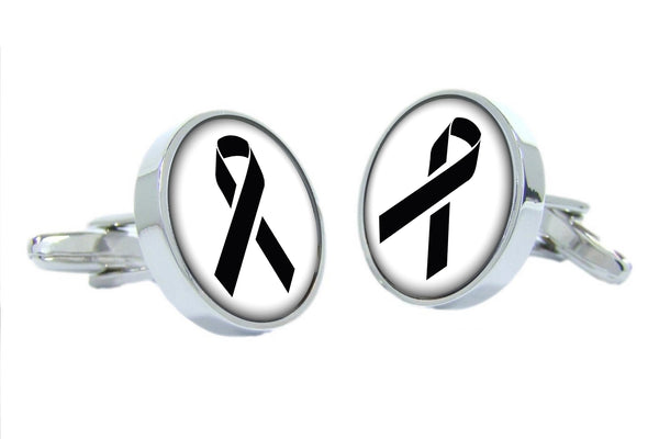 Manchetknopen Black Ribbon Zilverkleurig