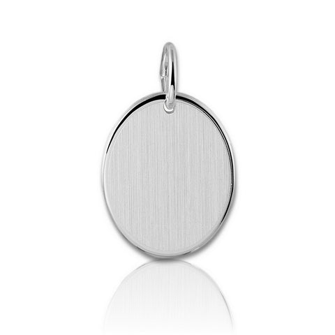 Graveerhanger Ovaal mat 19 x 16 mm 925/1000 Zilver - inclusief lettergravure