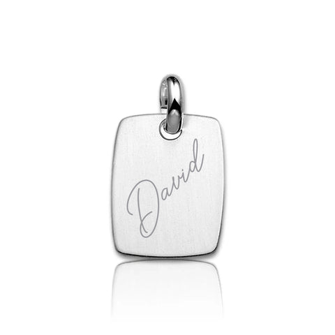 Graveerhanger Rechthoek mat 25,5 x 19,5 mm 925/1000 Zilver - inclusief lettergravure