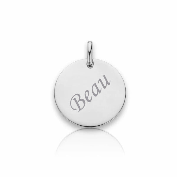 Graveerhanger Rond glans 18 mm 925/100 Zilver - inclusief lettergravure