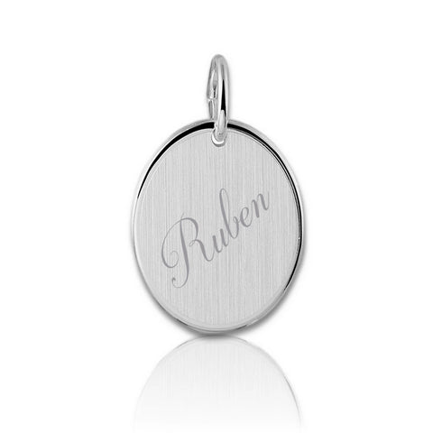 Graveerhanger Ovaal mat 19 x 16 mm 925/1000 Zilver - inclusief lettergravure