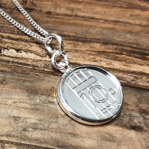 Zilveren muntring gemaakt met originele munt Dubbeltje (Jaartal naar keuze)