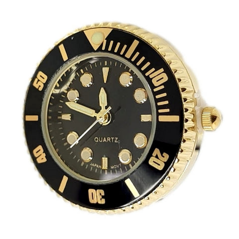 Manchetknopen Horloge Quartz Zwart met goudkleurig (Echt werkend)