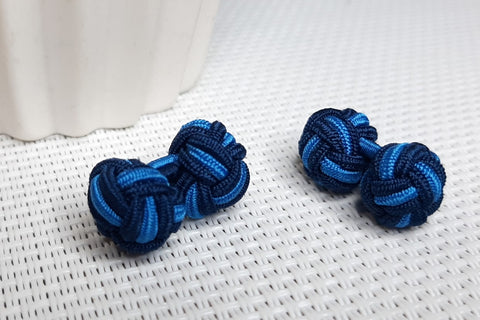 Manchetknopen Navy Blauw en helder Blauw Gevlochten