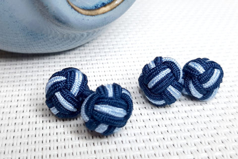 Manchetknopen Navy Blauw en Licht Blauw Gevlochten