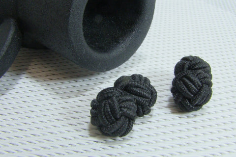 Manchetknopen Zwart Gevlochten