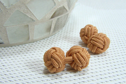 Manchetknopen Bruin (goud) Gevlochten