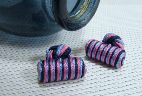 Manchetknopen Blauw Marineblauw Lichtblauw Roze Cilinder