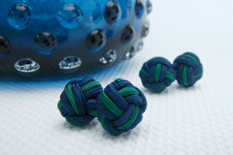 Manchetknopen Blauw met Groen