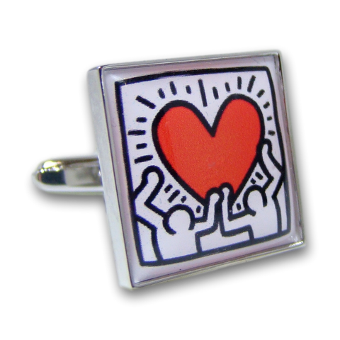 Manchetknopen Keith Haring - Heart - Zilverkleurig Mechaniek
