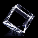 Glasgeschenk Kubus met afgeschuinde hoek - 60x60x60 mm - met gravure naar keuze