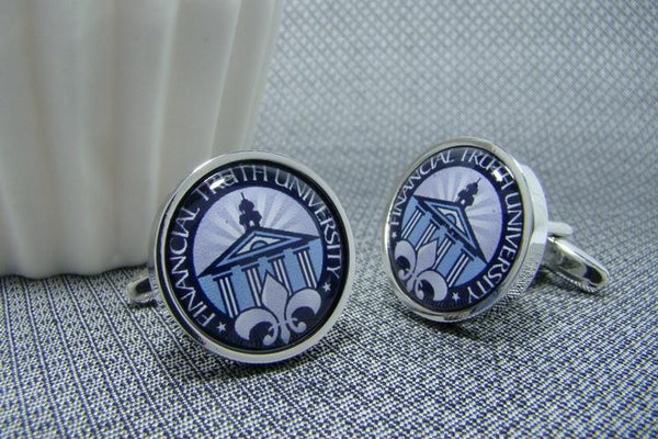 Manchetknopen met uw eigen Logo - Rond Zilverkleurig