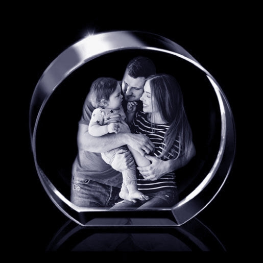 Glasgeschenk Rond - 90x84x42 mm - met gravure naar keuze