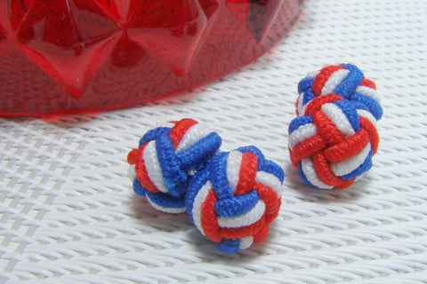 Manchetknopen Rood Wit Blauw Gevlochten