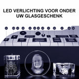 Glasgeschenk Waxinelichthouder - 100x60x60 mm - inclusief gravure naar keuze