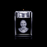 Glasgeschenk Waxinelichthouder - 80x80x50 mm - met gravure naar keuze