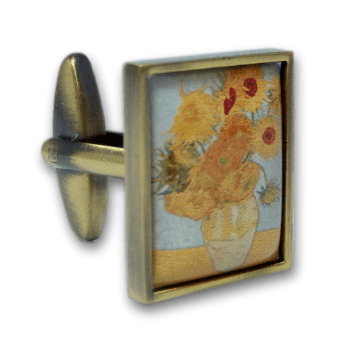 Manchetknopen Vincent van Gogh - Zonnebloemen - donker goudkleurig
