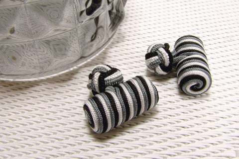 Manchetknopen Zwart Grijs Wit Cilinder