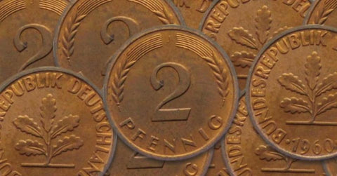 Manchetknopen gemaakt van Duitse 2 Pfennig munten