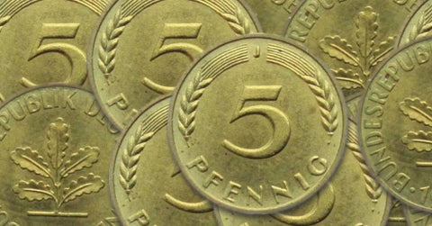 Manchetknopen gemaakt van Duitse 5 Pfennig munten