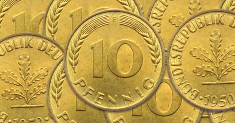 Manchetknopen gemaakt van Duitse 10 Pfennig munten
