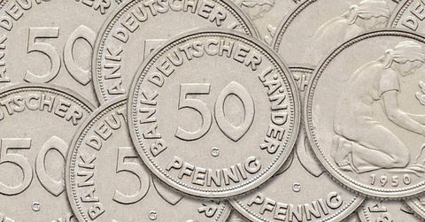 Manchetknopen gemaakt van Duitse 50 Pfennig munten