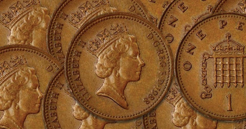 Manchetknopen gemaakt van Engelse Half New Penny munten