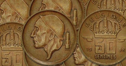 Manchetknopen gemaakt van Belgische 50 Centimes