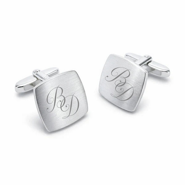 Zilveren Manchetknopen Vierkant met Lettergravure - Sterling Zilver