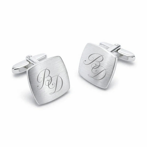 Zilveren Manchetknopen Vierkant met Lettergravure - Sterling Zilver