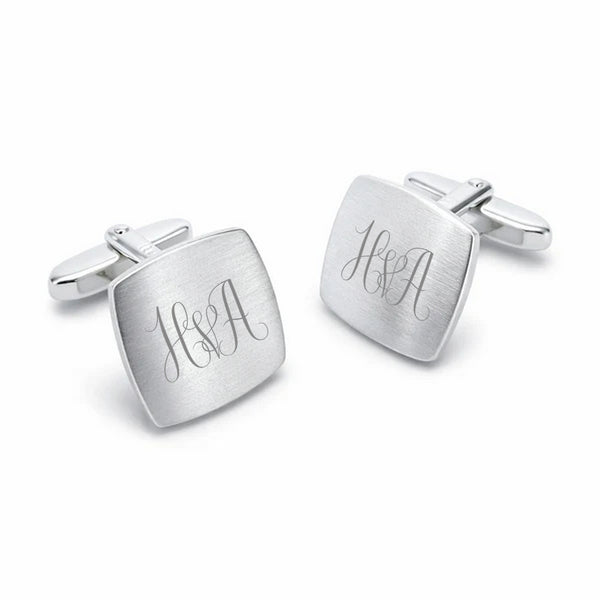 Zilveren Manchetknopen Vierkant met Monogram gravure - Sterling Zilver