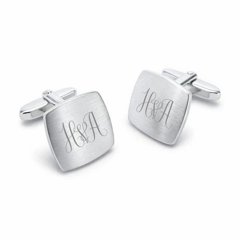 Zilveren Manchetknopen Vierkant met Monogram gravure - Sterling Zilver
