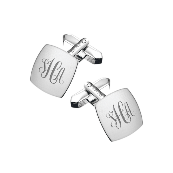 Zilveren Manchetknopen Vierkant met Monogram gravure - Sterling Zilver