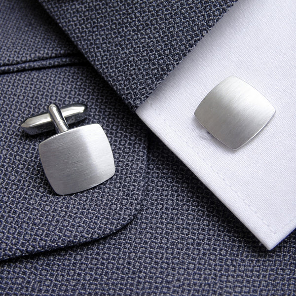 Zilveren Manchetknopen Vierkant Gematteerd - Sterling Zilver