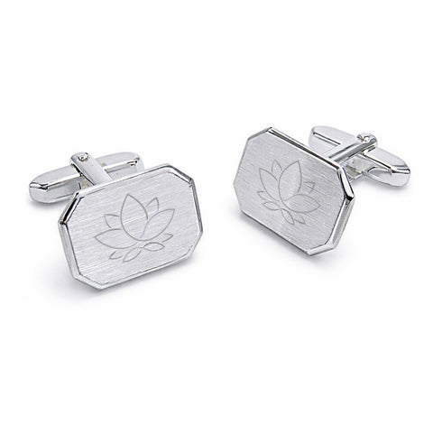 Zilveren Manchetknopen Achthoekig met Logo - Persoonlijk Graveerbaar