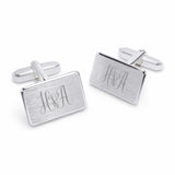 Zilveren Manchetknopen Rechthoek met Monogram gravure - Sterling Zilver