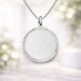 Graveerhanger Rond mat gediamanteerd 18 mm 925/1000 Zilver - inclusief lettergravure