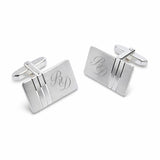 Zilveren Manchetknopen Twee banen met Lettergravure - Sterling Zilver