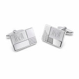 Zilveren Manchetknopen Blokdetails met Monogram gravure - Sterling Zilver