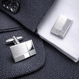 Zilveren Manchetknopen Blokdetails met Lettergravure - Sterling Zilver