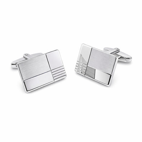 Zilveren Manchetknopen Blokdetails - Sterling Zilver